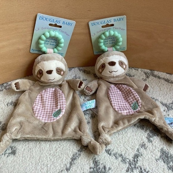 Set of Sloth Loveys with Teether Baby Unisex - Picture 1 of 4